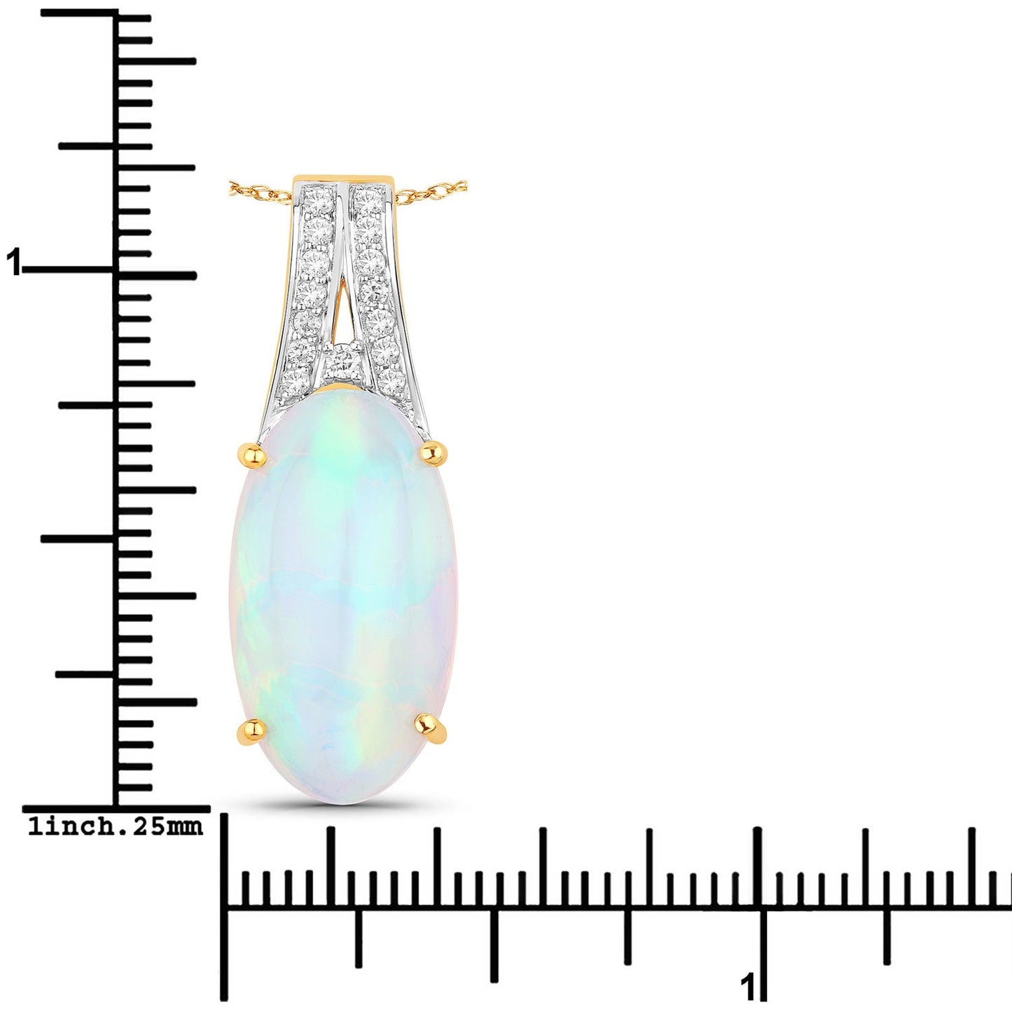 7.57 Carat Genuine Ethiopian Opal & Diamond 14K Yellow Gold Pendant