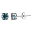 Pendientes de Stud Solitario de Diamante Azul Creado en Laboratorio en Oro Blanco de 14K