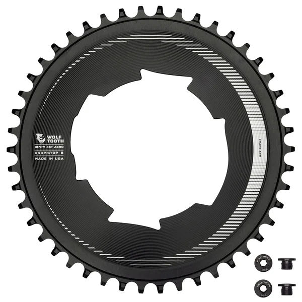 Wolf Tooth Aero Chainring 46T Black - 107 BCD Drop-Stop B