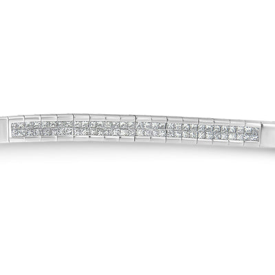 Bracelet en diamant taille princesse en or blanc 14K