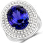 13.78 Carat Genuine Tanzanite and Diamond 18K White Gold Ring
