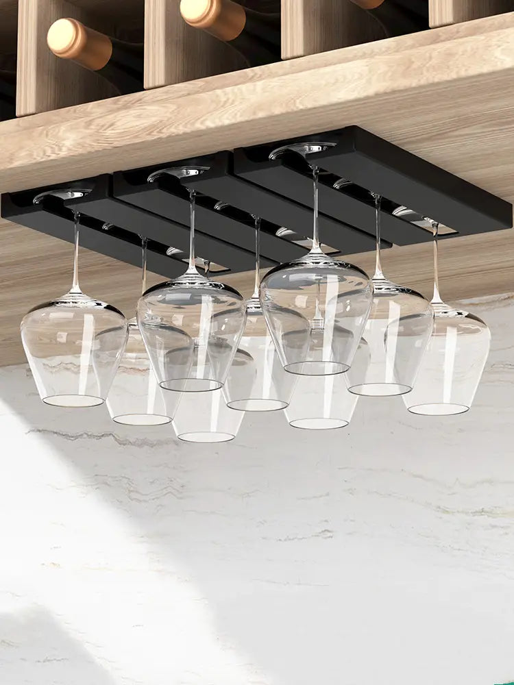 Under Shelf Wine Glass Holder Rack - No Drill Needed