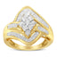 Bague en diamant en cluster avec contournement en or jaune 10K sur argent sterling - Taille 6