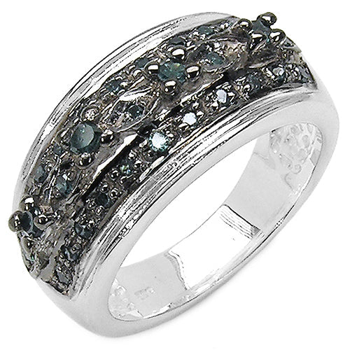 0.27 Carat Genuine Blue Diamond Sterling Silver Engagement Ring