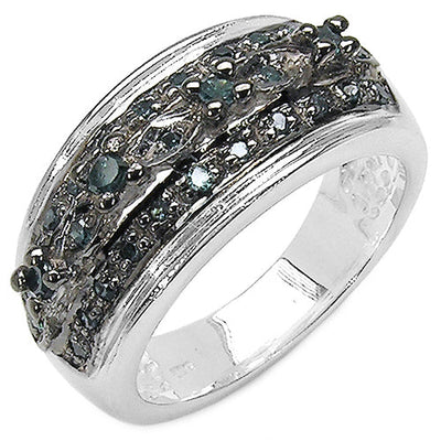 Bague de fiançailles en argent sterling avec diamant bleu véritable de 0,27 carat