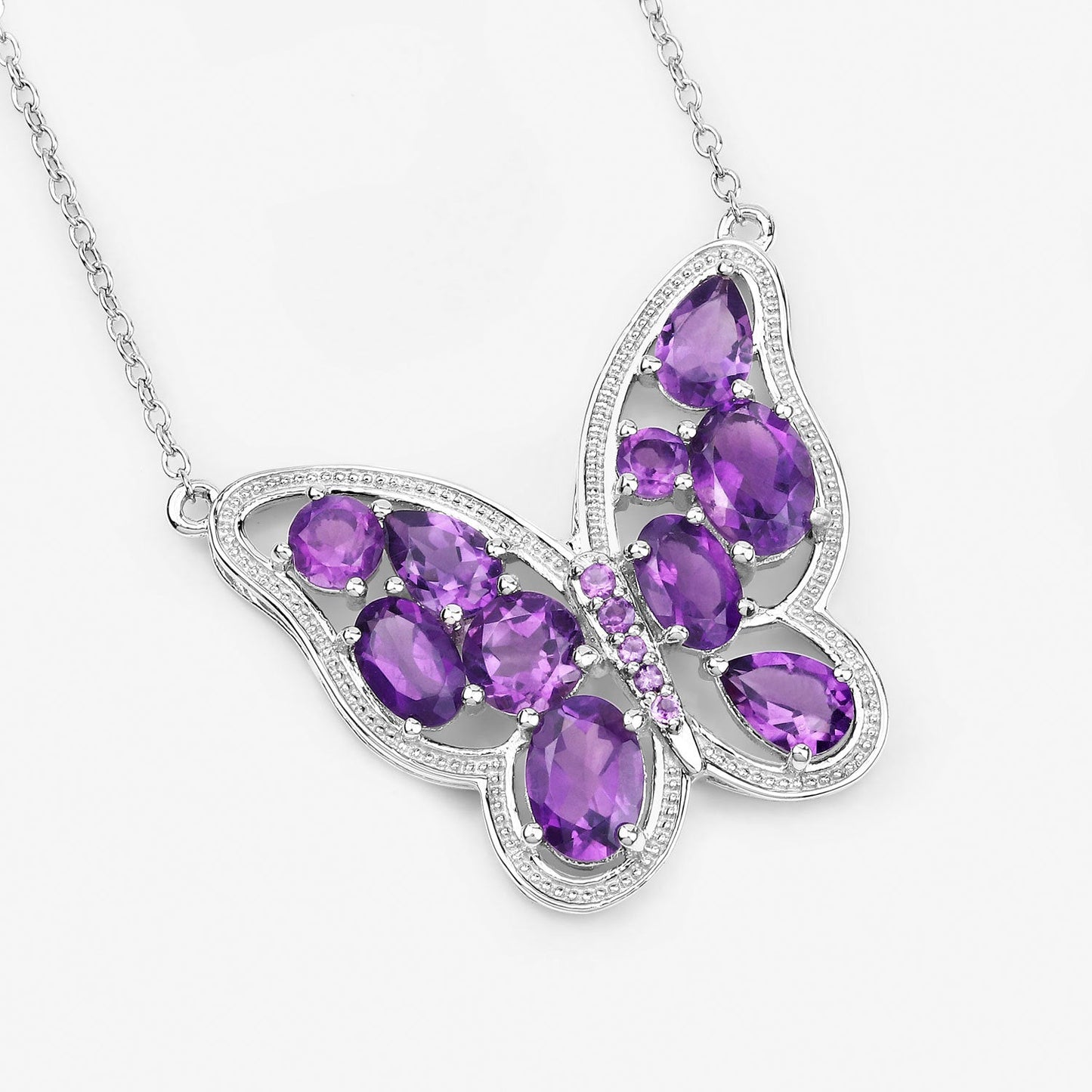 4.32 Carat Genuine Amethyst & .925 Sterling Silver Necklace