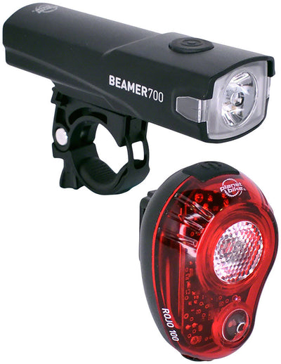 Juego de faros y luces traseras Planet Bike Beamer 700/Rojo 100