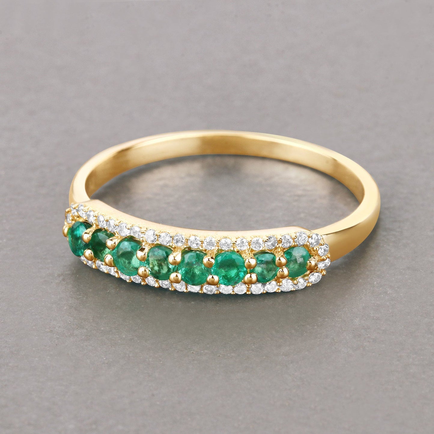 0.35 Carat Zambian Emerald & Diamond 14K Yellow Gold Engagement Ring