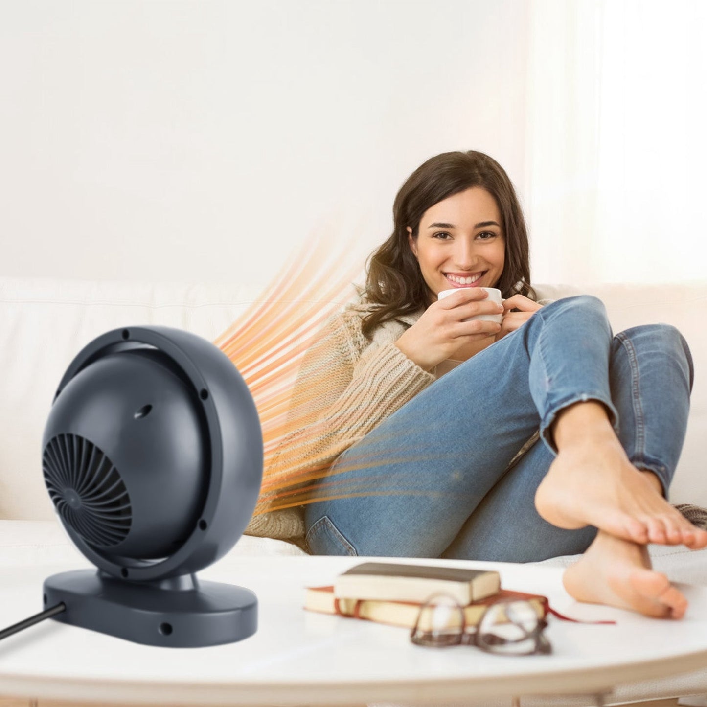 Calentador portátil de 380W con inclinación de 30° y calefacción rápida