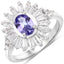 2.01 Carat Genuine Tanzanite and White Topaz Sterling Silver Ring