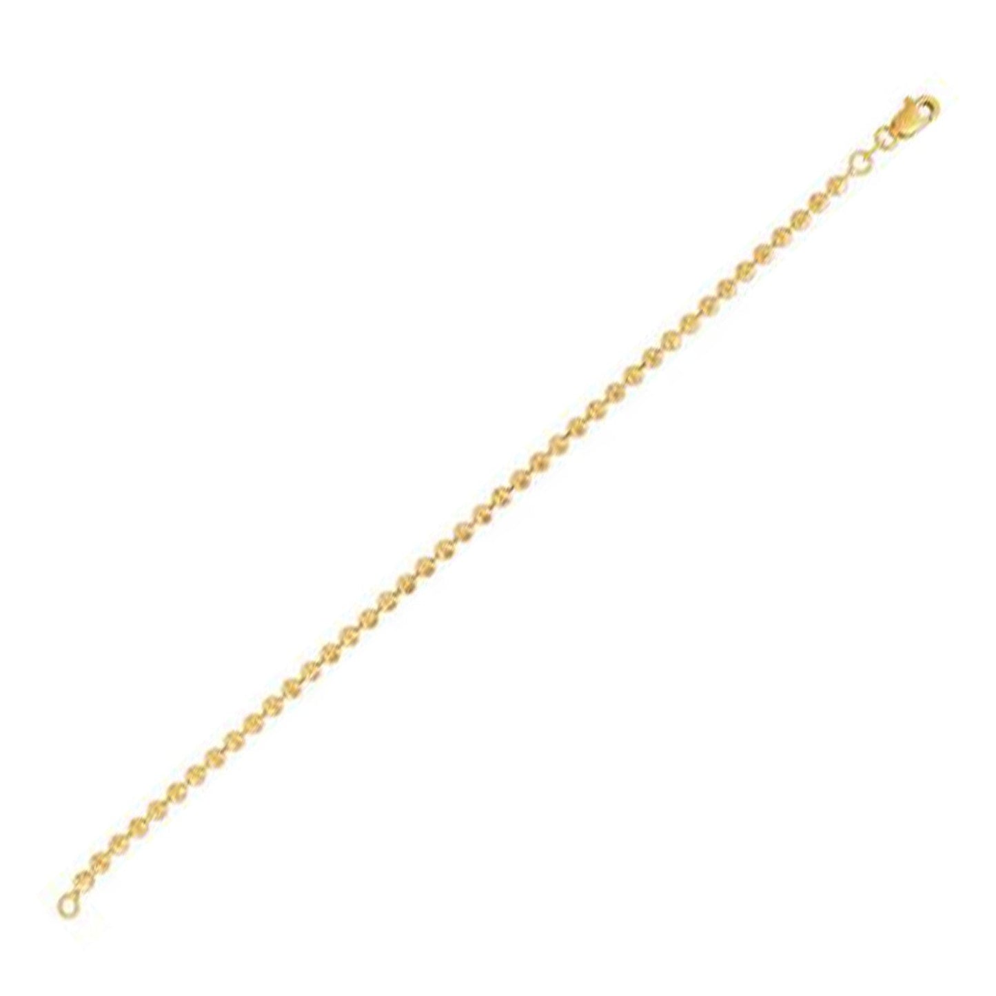 Bracelet en chaîne à perles coupées en forme de lune en or jaune 14 carats