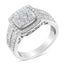 10K White Gold Diamond Cluster Engagement Ring - Size 6.75
