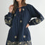 Embroidered Long Sleeve Peasant Mini Dress for Women