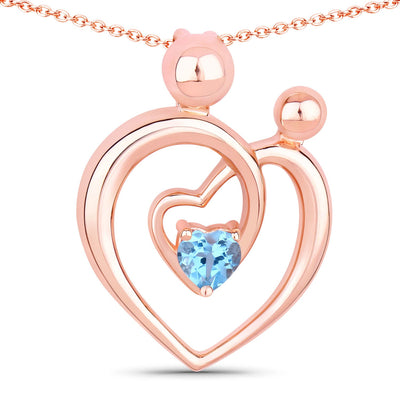 0.28 Carat Genuine Swiss Blue Topaz Pendant in Sterling Silver