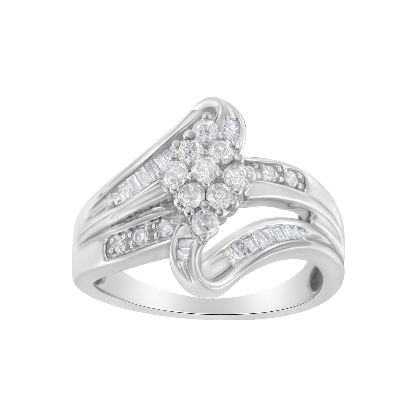 Bague en diamant en cluster en or blanc 10K - Taille 6