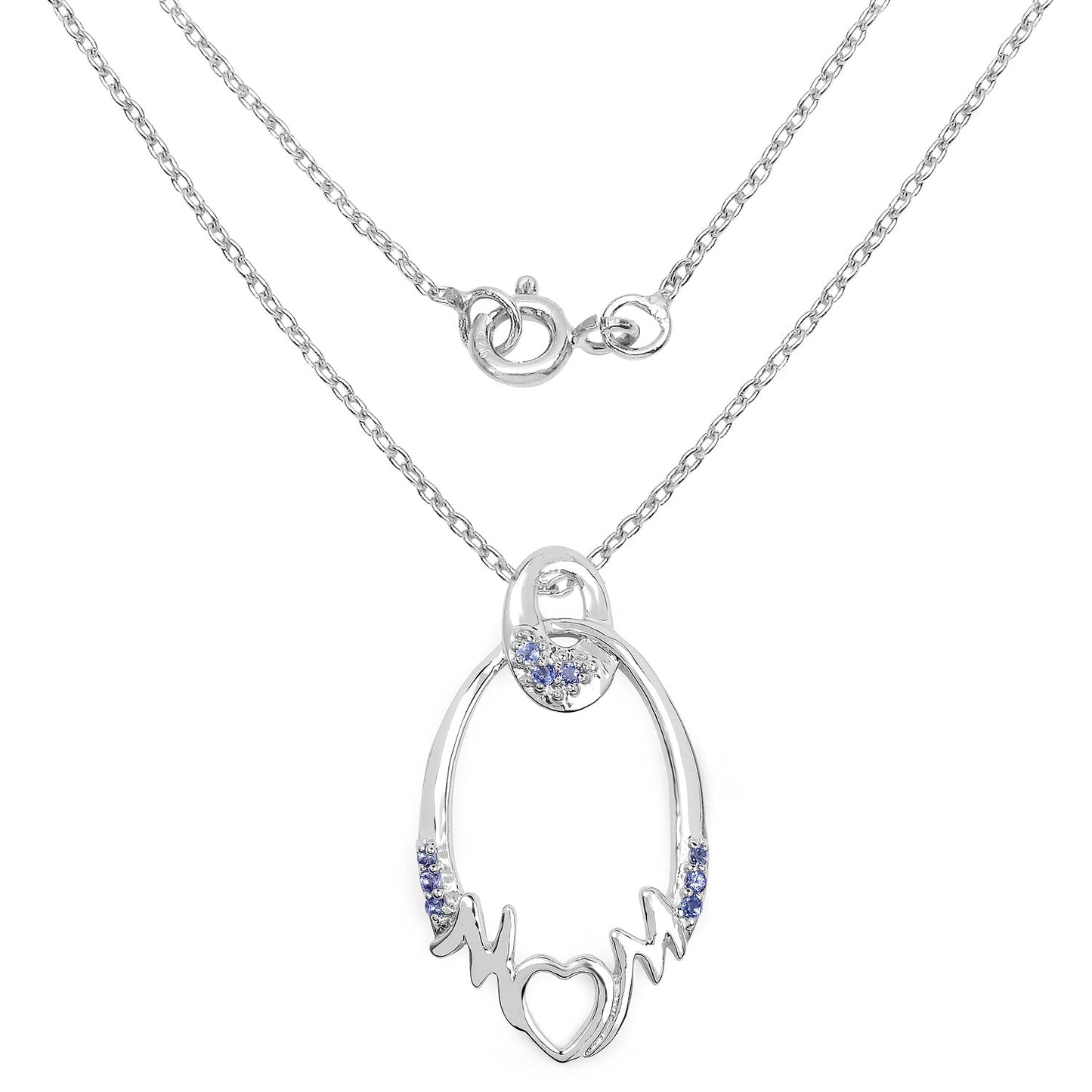 0.18 Carat Genuine Tanzanite Heart Pendant in Sterling Silver