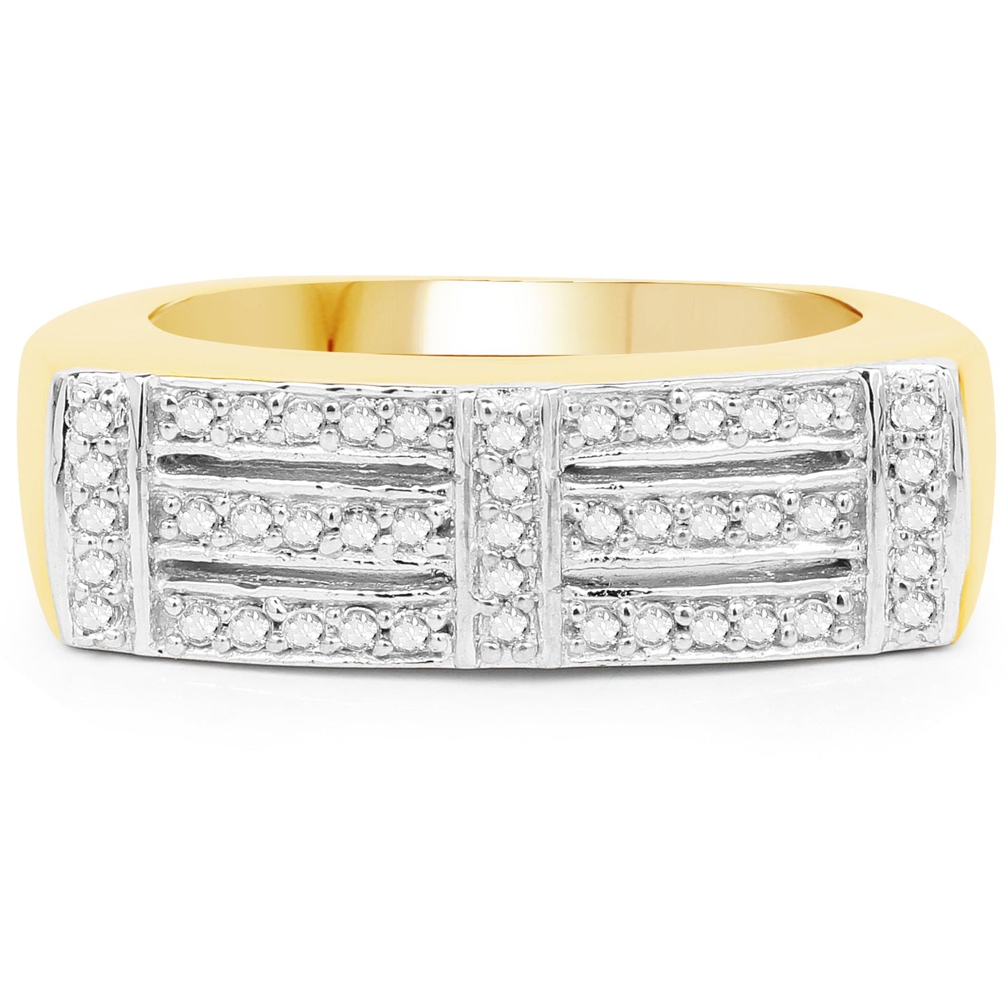 Bague en Argent Sterling Plaquée Or Jaune 14K avec Diamant Blanc de 0,25 Carat