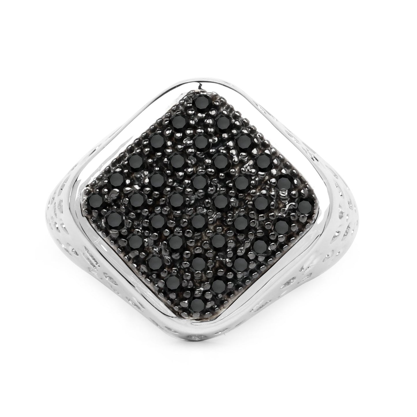 Anillo de Compromiso de Diamante Negro Genuino de 0.54 Quilates en Plata de Ley
