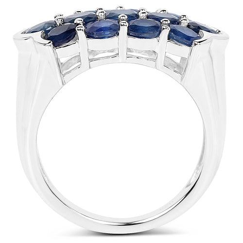 Bague en cluster en saphir bleu de 2,60 carats en argent sterling