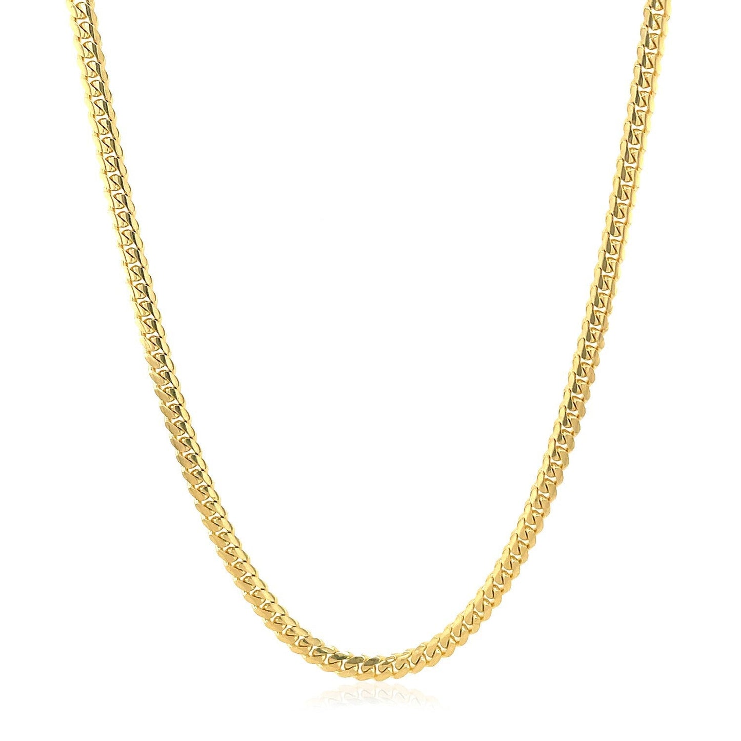 Cadena Cubana Clásica Sólida de Oro Amarillo de 14k - 2.6mm