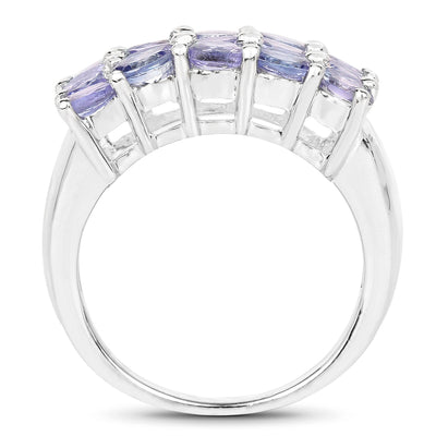 Bague de fiançailles en argent sterling avec tanzanite véritable de 2,55 carats