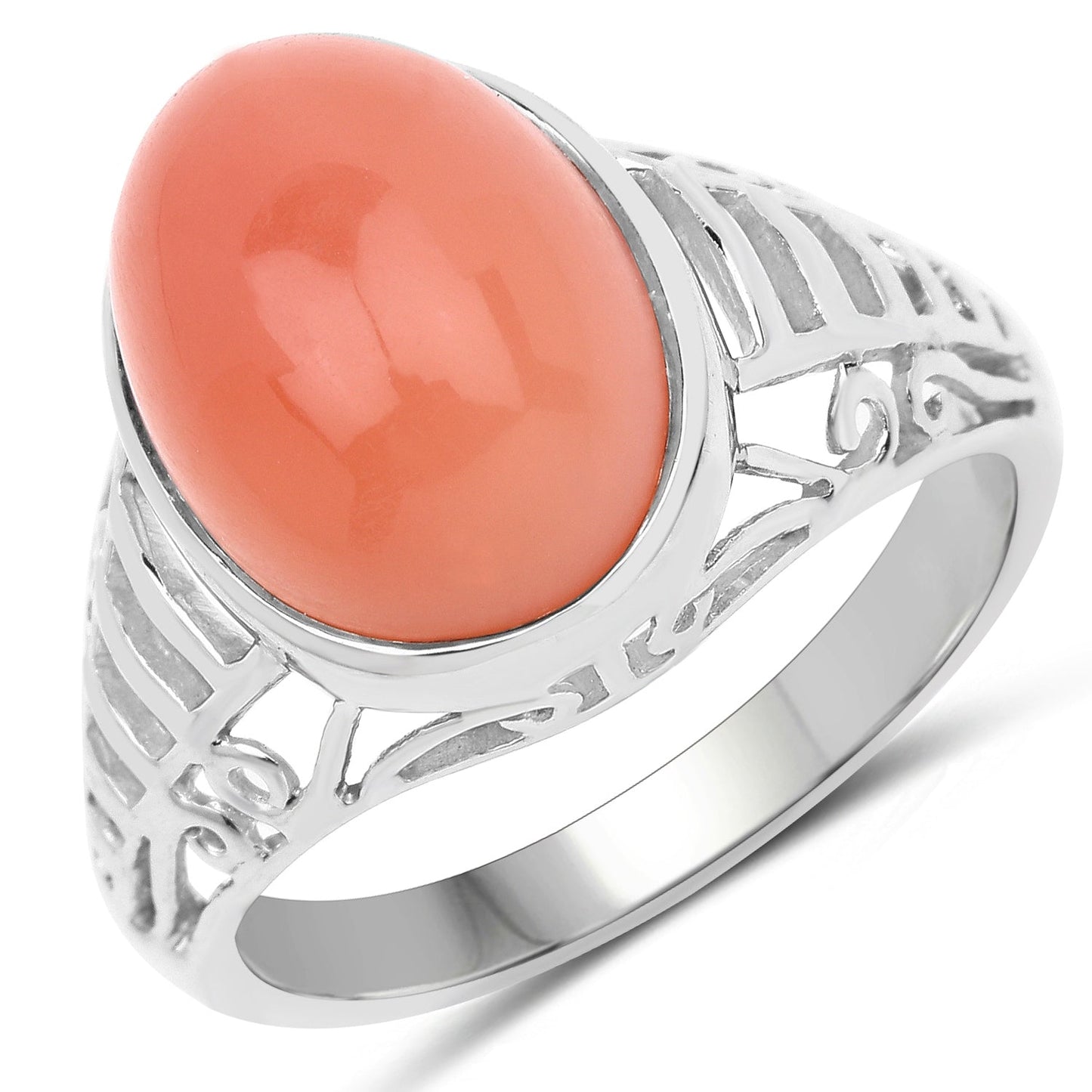Bague en argent sterling avec pierre de lune pêche de 6,00 carats