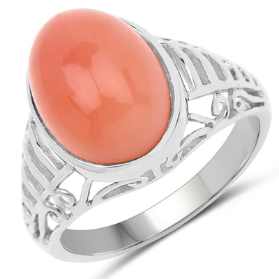 Bague en argent sterling avec pierre de lune pêche de 6,00 carats