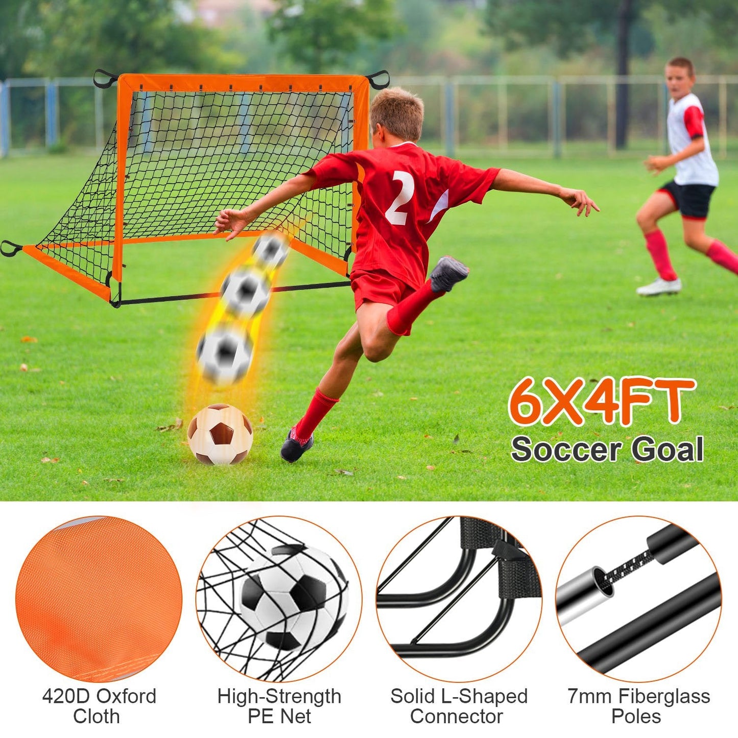 Ensemble de buts de soccer pour enfants - Équipement d'entraînement portable pour les 3 ans et plus