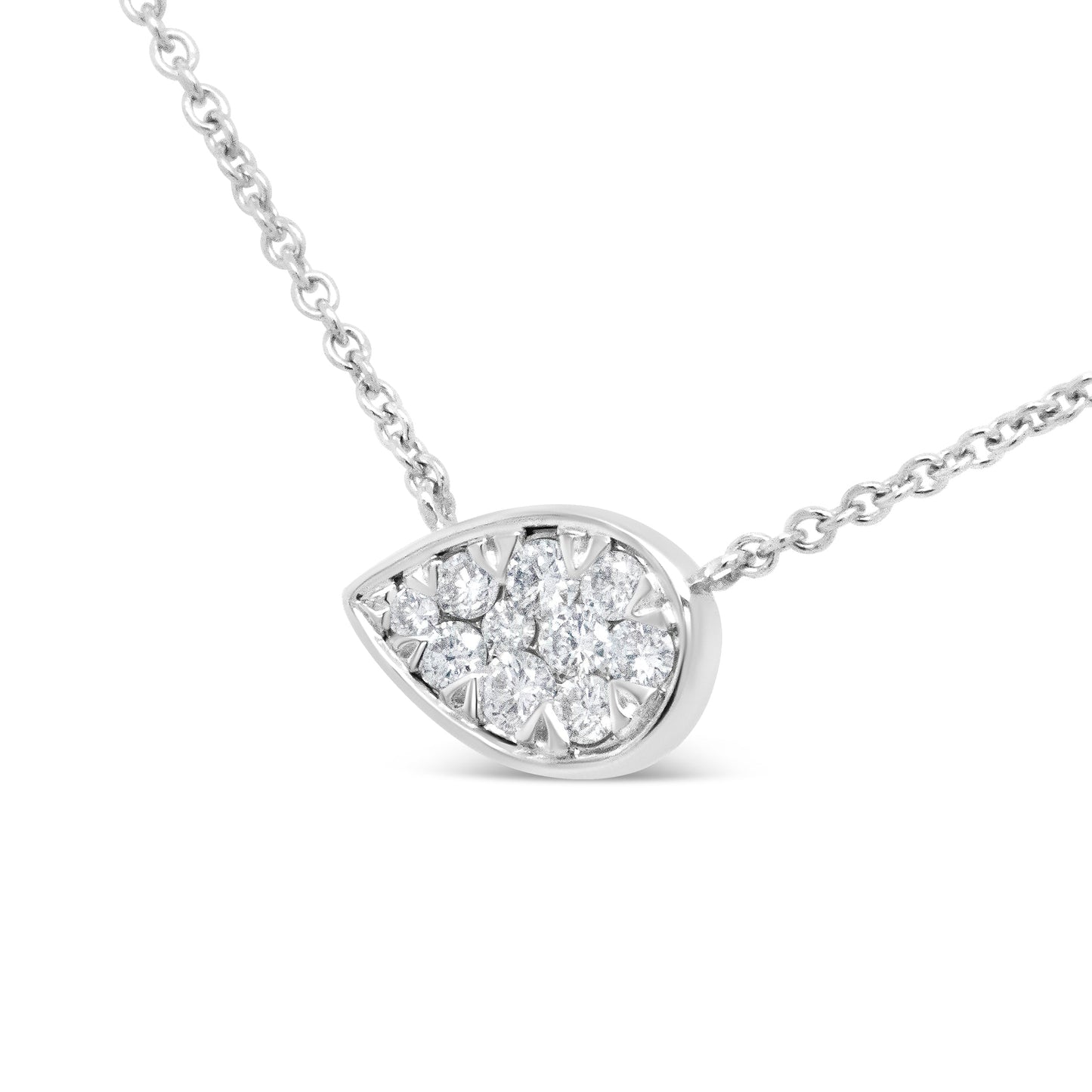 Collar de diamantes en forma de lágrima de oro blanco de 14K - 1/4 Cttw