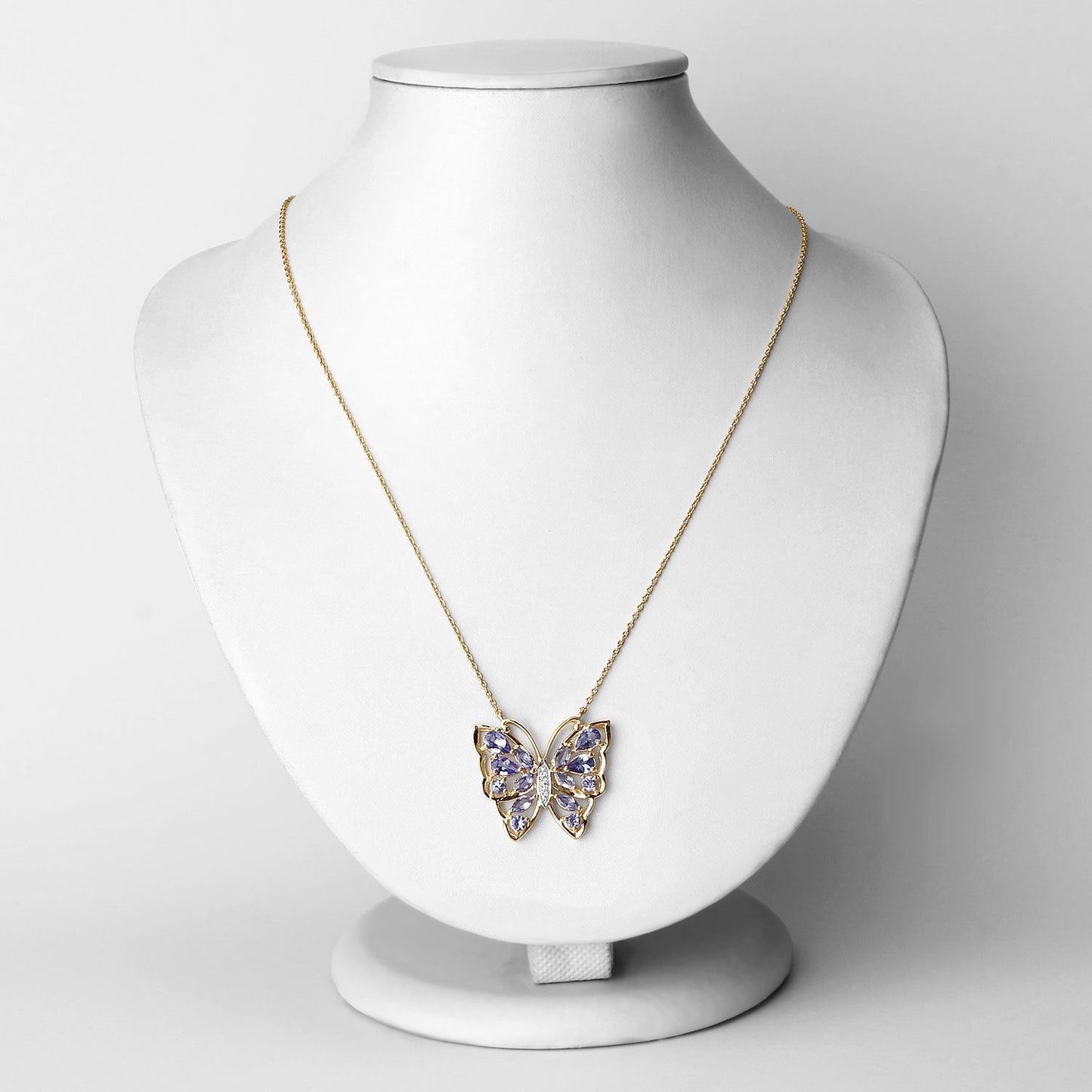 Collar de Tanzanita Genuina de 2.76 Quilates y Circonita Blanca en Plata Esterlina