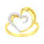 Bague en forme de cœur en diamant en or jaune 14KT - Taille 7