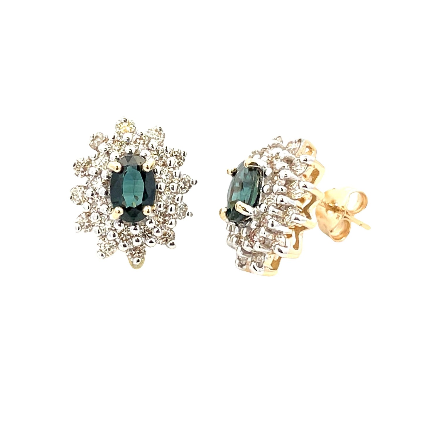 Boucles d'oreilles en saphir et diamant de 2,30 ct en or jaune 14KT