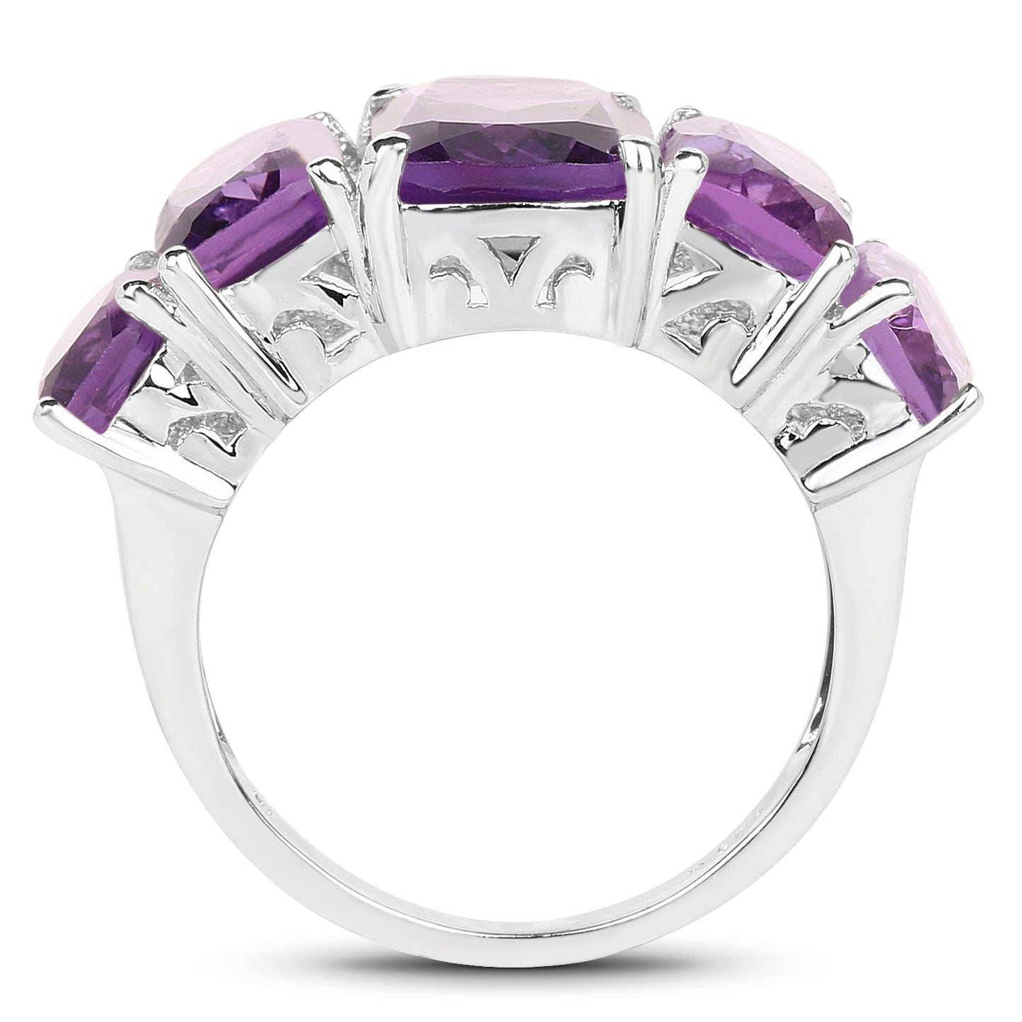 Bague en argent sterling .925 avec améthyste véritable de 11,10 carats