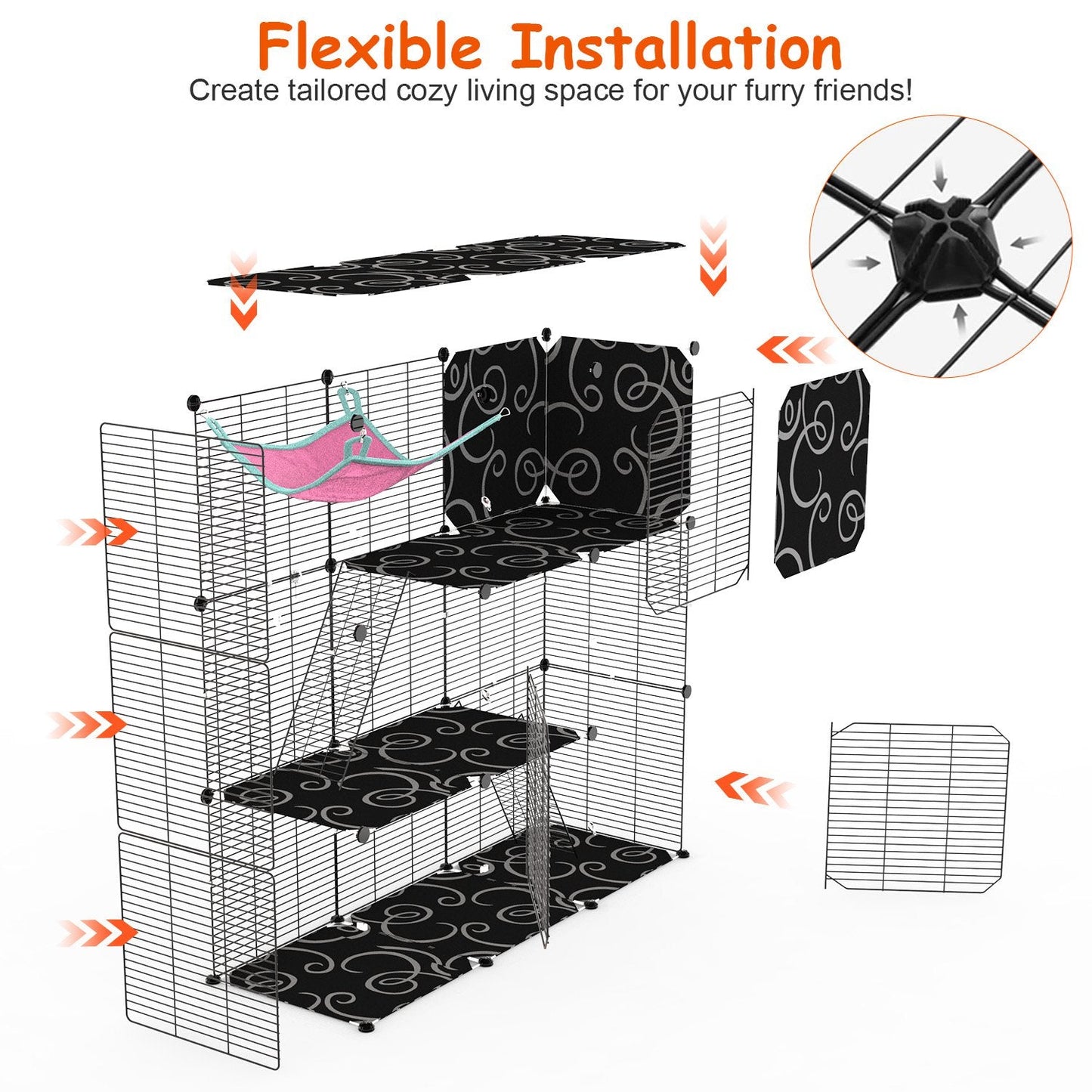 GBruno 3-Tier Playpen with Hammock and Toy Ball