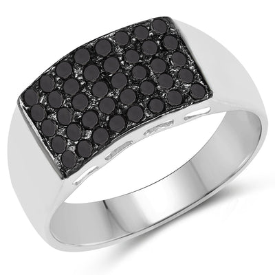 0.43 Carat Genuine Black Diamond Sterling Silver Engagement Ring