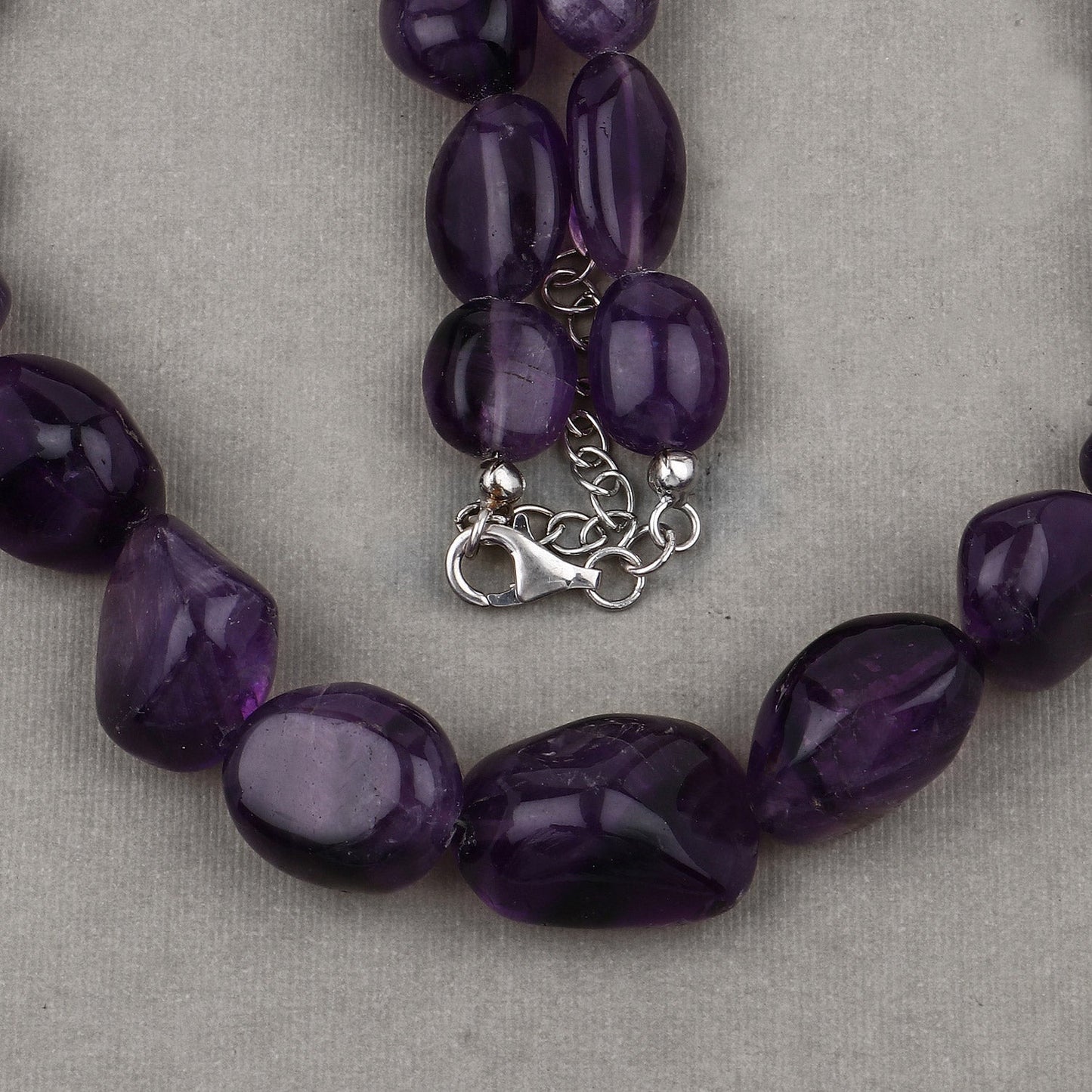 Collier en perles d'améthyste brute authentique en argent sterling