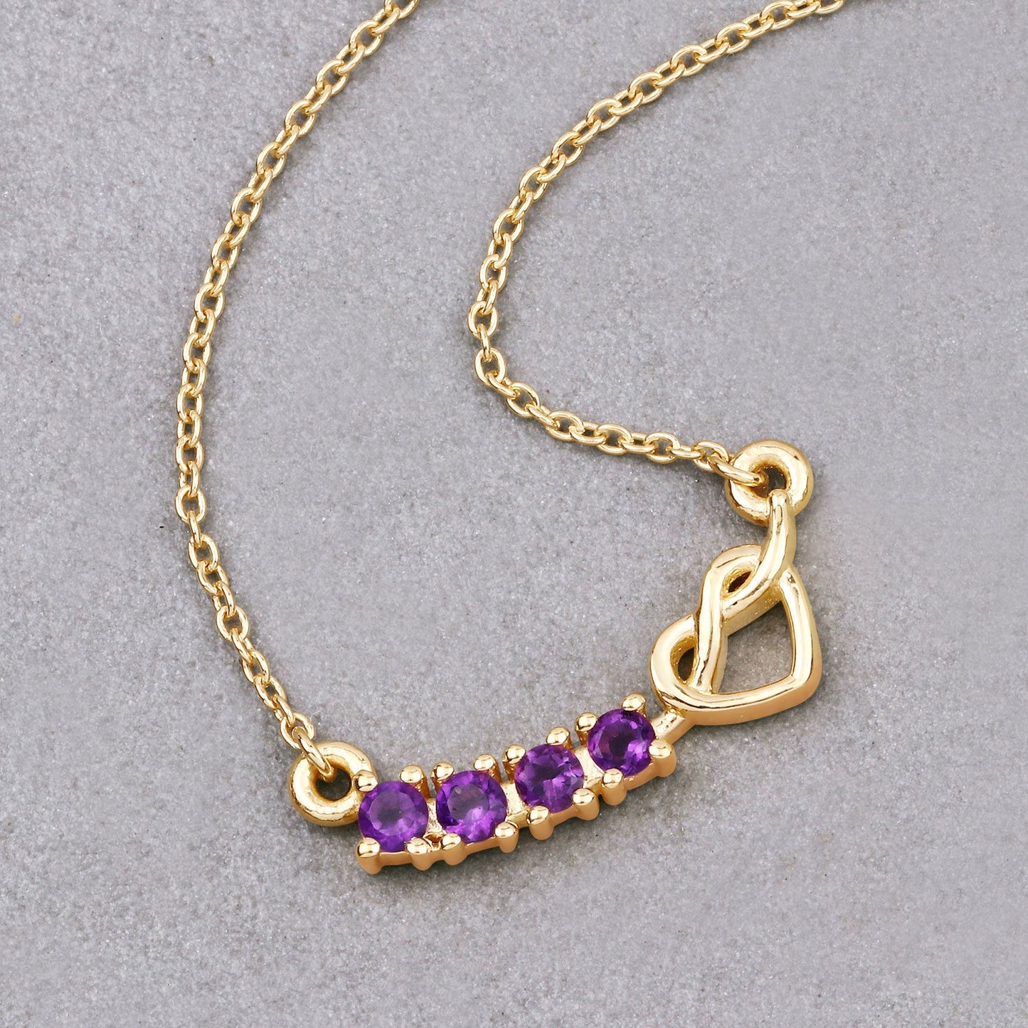 0.24 Carat Genuine Amethyst Sterling Silver Heart Necklace
