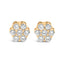 Pendientes de Stud de Diamante en Clúster Floral de Oro Amarillo de 14K