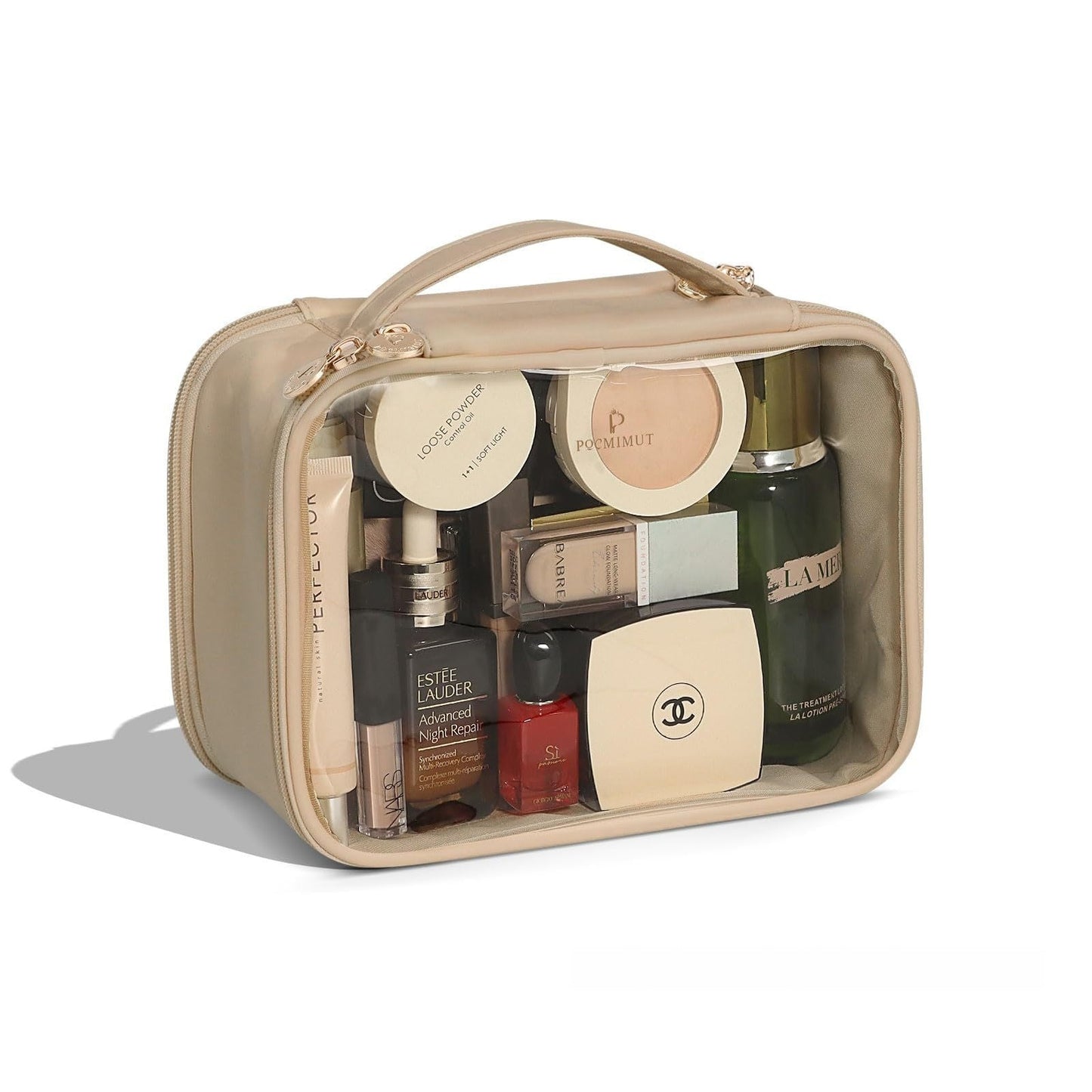 Premium Leather Transparent Cosmetic Bag for Travel