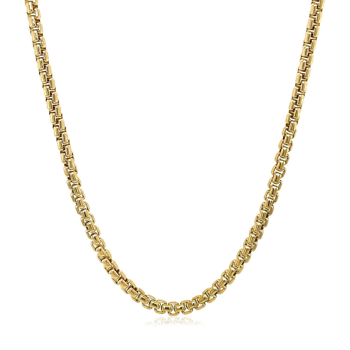 Chaîne en boîte ronde solide en or jaune 14 carats - 2,5 mm