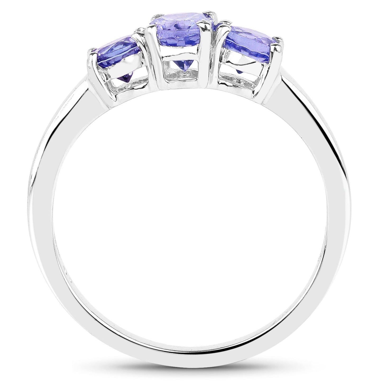 0.90 Carat Genuine Tanzanite Sterling Silver Engagement Ring