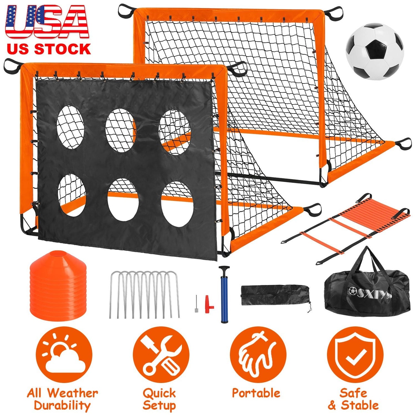 Ensemble de buts de soccer pour enfants - Équipement d'entraînement portable pour les 3 ans et plus