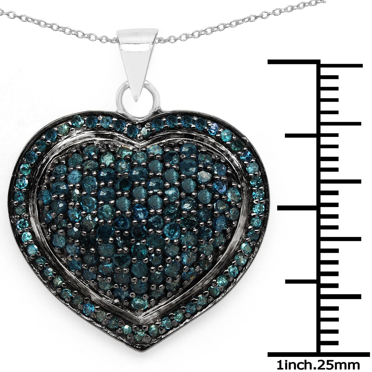 1.25 Carat Genuine Blue Diamond Pendant in Sterling Silver