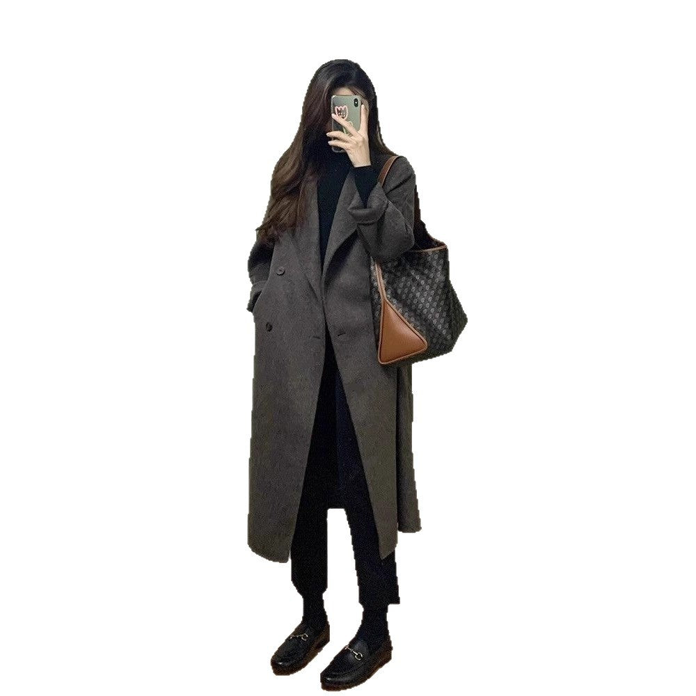 Manteau en laine coréen mi-long pour femmes