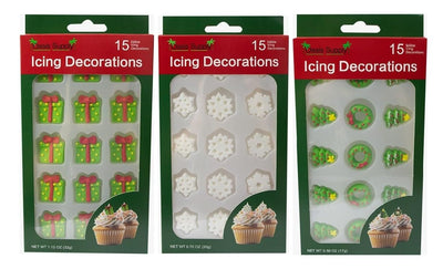 Christmas Edible Cake Decorations - 45 Piece Set