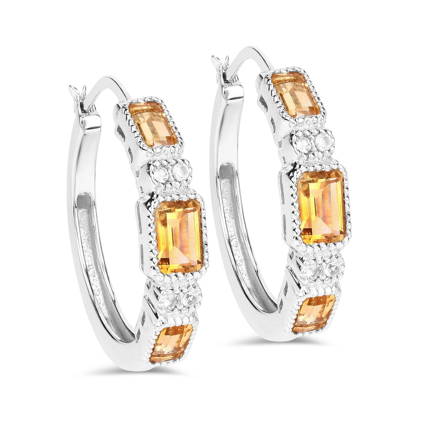 Boucles d'oreilles en argent sterling avec citrine et topaze blanche de 2,88 carats