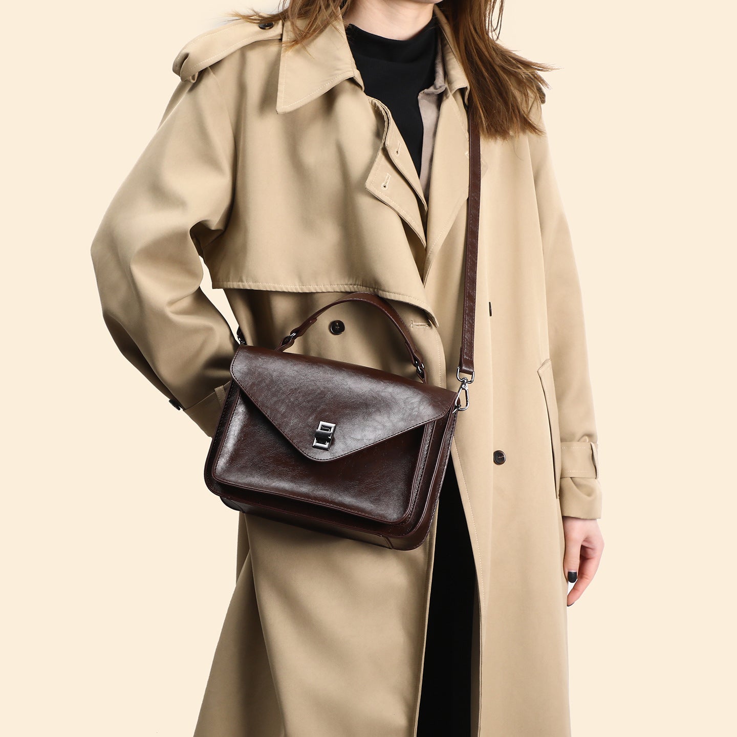 Elegant Oil-Waxed Leather Crossbody Bag for Women