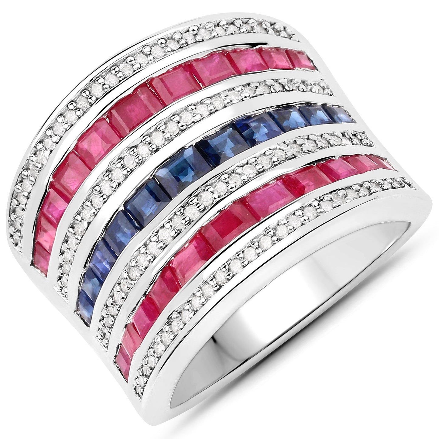 Anillo de Compromiso de 3.36 Quilates en Plata Esterlina .925 con Múltiples Piedras