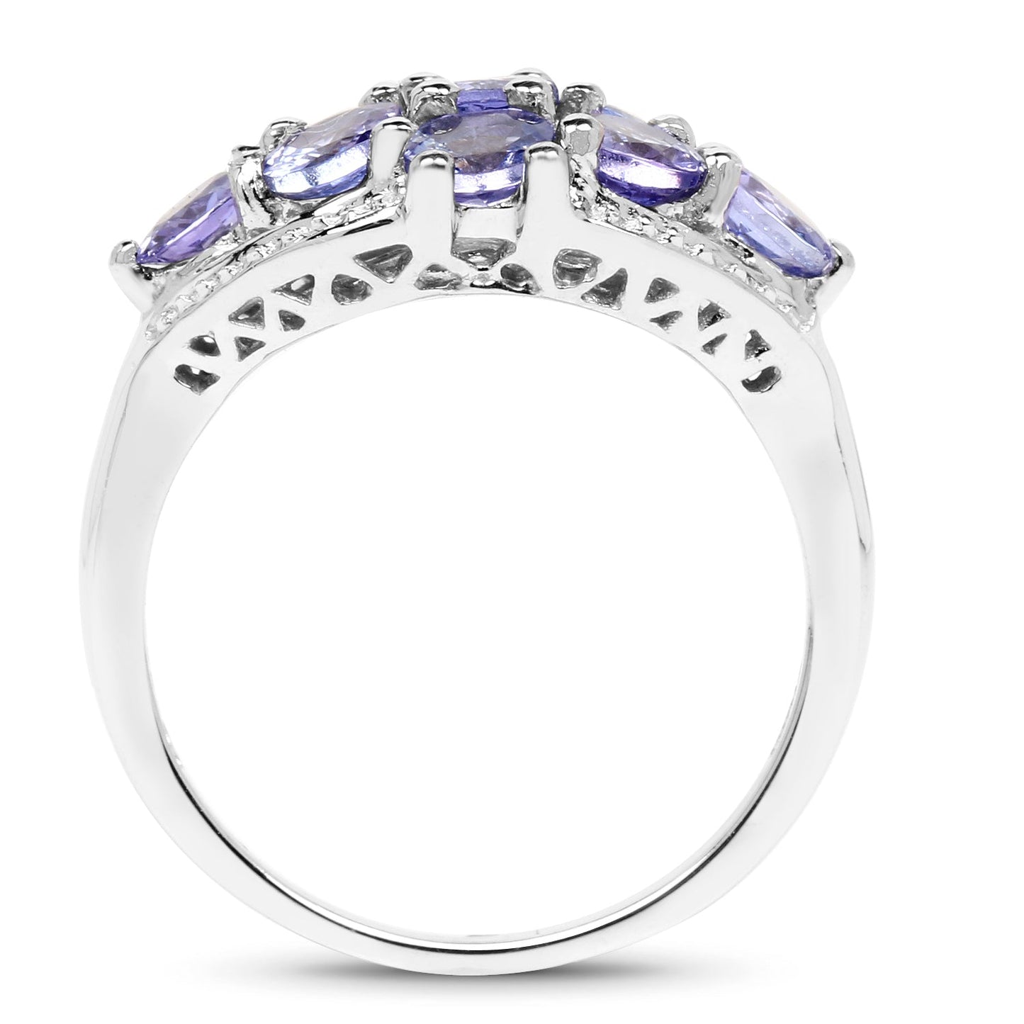 Bague de fiançailles en argent sterling avec tanzanite véritable de 2,07 carats