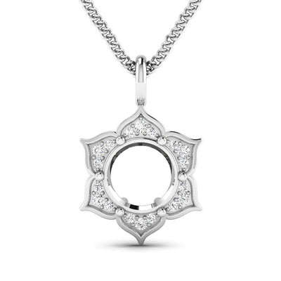 0.14 Carat White Diamond 14K White Gold Semi Mount Pendant